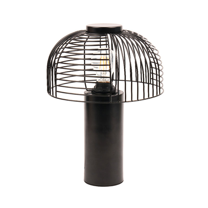 Zwarte vogel kooi smeedijzeren tafellamp