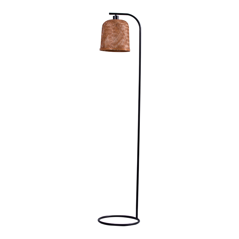 Bruine bamboe lampenkap vloerlamp